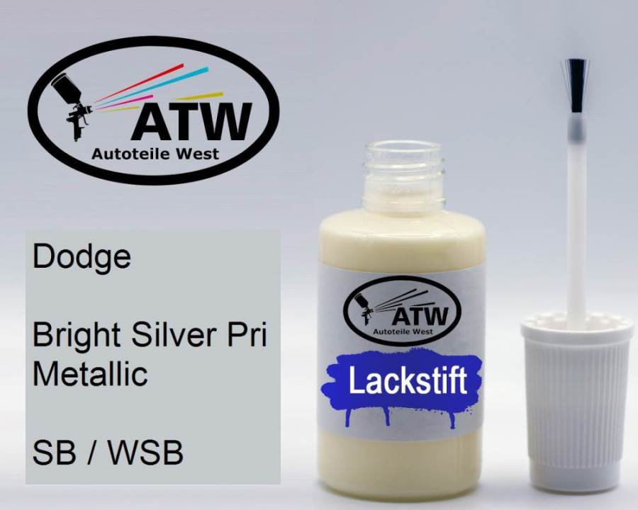 Dodge, Bright Silver Pri Metallic, SB / WSB: 20ml Lackstift, von ATW Autoteile West.